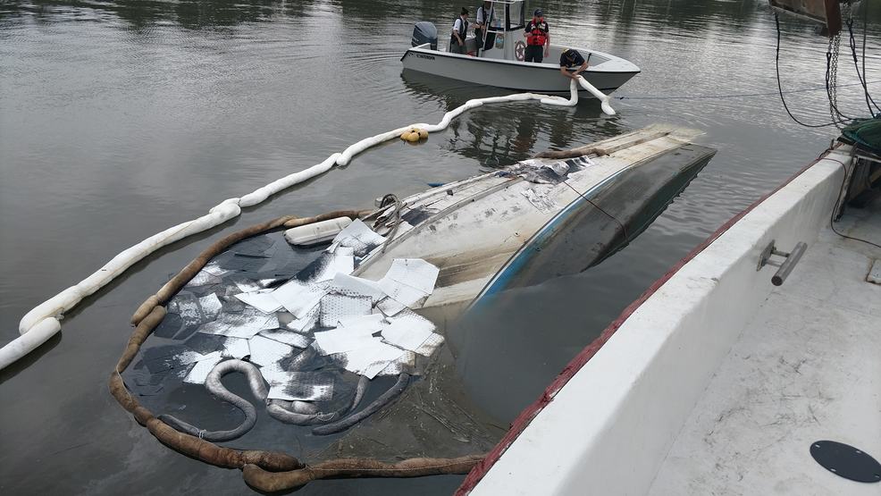 Sunken shrimp boat leaks fuel into Jeremy Creek, Coast Guard