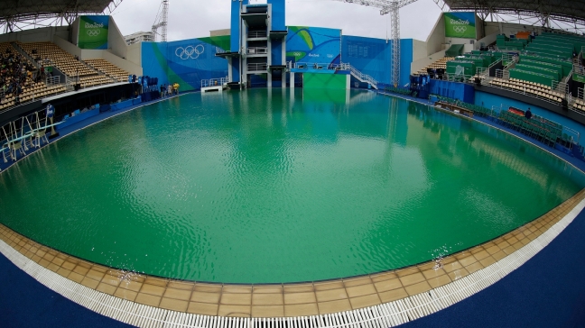 Olympic pool where water turned green closed for practice