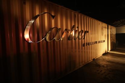 A golden Cartier shipping container is 