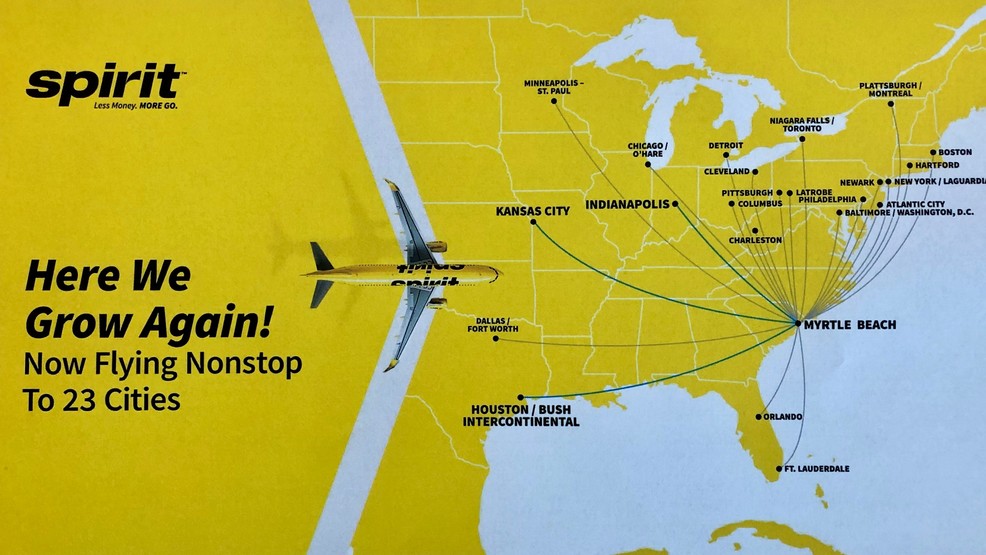 Spirit adds three new nonstops, brings MYR total to 50 WPDE