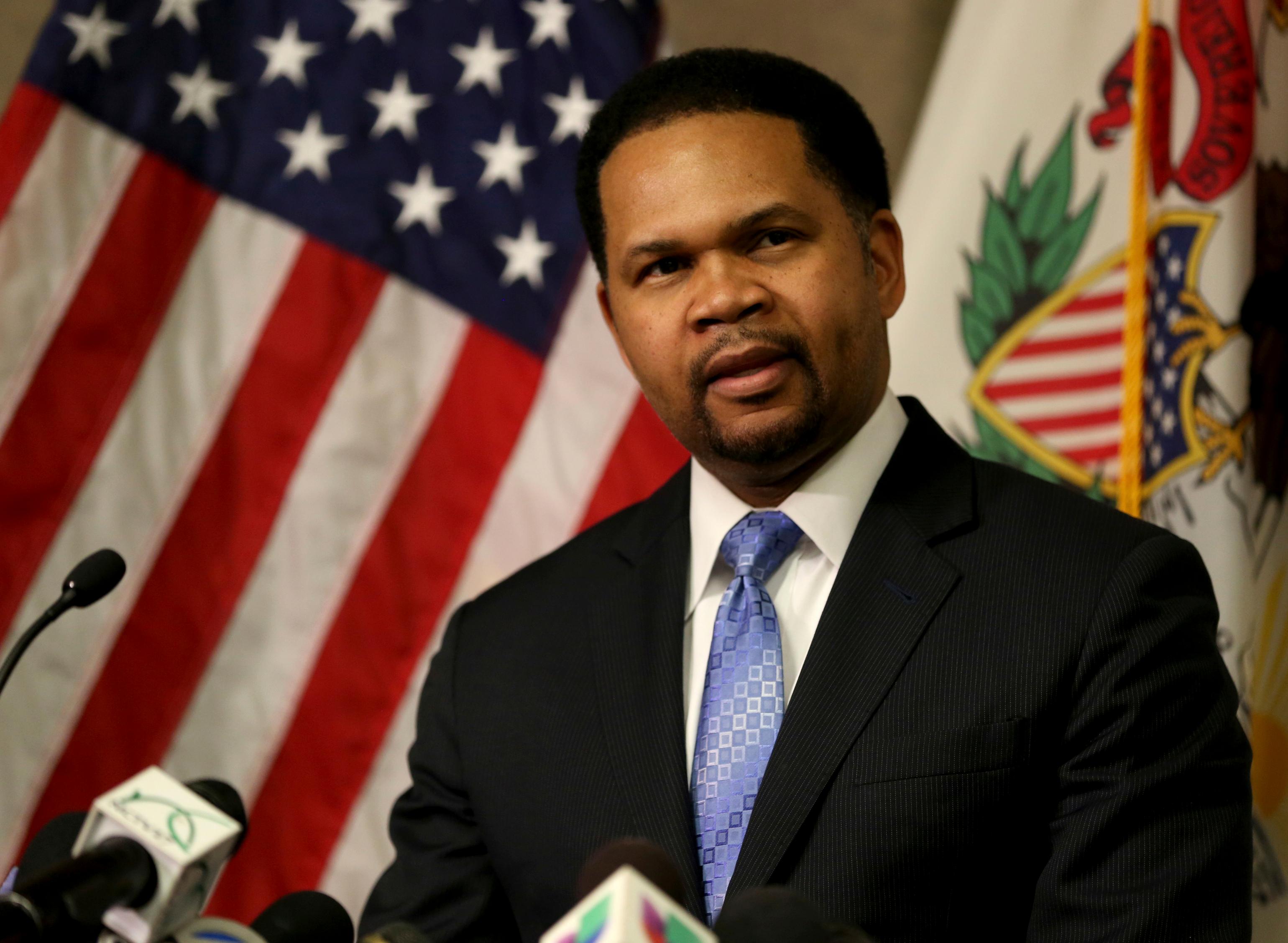 aurora mayor richard irvin speaks during a news conference